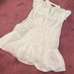 Boston Proper white tiered dress w/underslip- M
